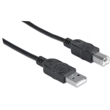 Cable Manhattan USB-A a USB-B, 3 m, conector macho a conector macho, 480 Mbit/s (USB 2.0), Hi-Speed USB, negro, garantía de por vida, corresponde a USB2HAB3M.
