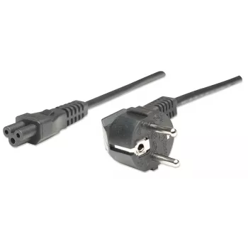 Cable de alimentación Manhattan, conector macho euro-2 polos (CEE 7/4 Schuko) a conector hembra C5 (trébol/triángulo), 1,8 m, 16 A, cable, garantía de por vida