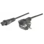 Cable de alimentación Manhattan, conector macho euro-2 polos (CEE 7/4 Schuko) a conector hembra C5 (trébol/triángulo), 1,8 m, 16 A, cable, garantía de por vida