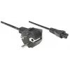 Cable de alimentación Manhattan, conector macho euro-2 polos (CEE 7/4 Schuko) a conector hembra C5 (trébol/triángulo), 1,8 m, 16 A, cable, garantía de por vida