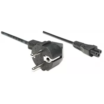 Cable de alimentación Manhattan, conector macho euro-2 polos (CEE 7/4 Schuko) a conector hembra C5 (trébol/triángulo), 1,8 m, 16 A, cable, garantía de por vida