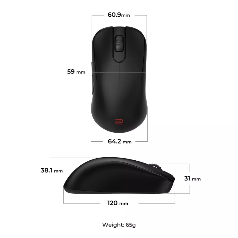 Ratón gaming BenQ ZOWIE S2-DW diestros RF inalámbrico 3200 DPI