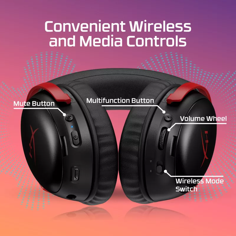 HyperX Cloud III S Wireless - Auriculares gaming (negro-rojo), rojo, China, circumaurales, cerrados, 115 mm, 210 mm