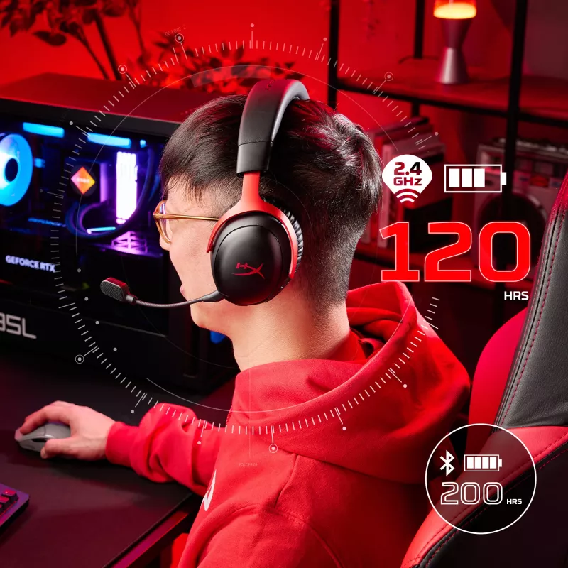 HyperX Cloud III S Wireless - Auriculares gaming (negro-rojo), rojo, China, circumaurales, cerrados, 115 mm, 210 mm