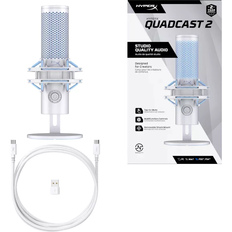 HyperX QuadCast 2 - Micrófono USB (Frost)