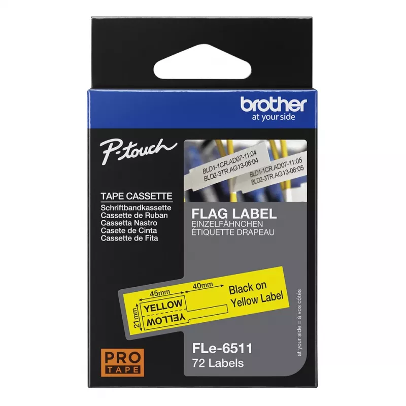 Cinta de etiquetar Brother FLE-6511 negro sobre amarillo