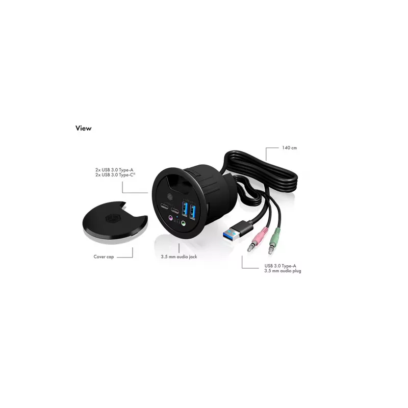 ICY BOX IB-HUB1403B regleta antracita