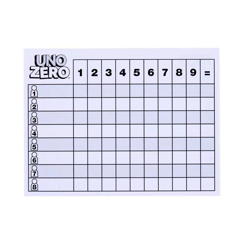 Juego de cartas MATTEL UNO Zero — Juego de descarte, edad 7+, incl. baraja y bloc de puntuación