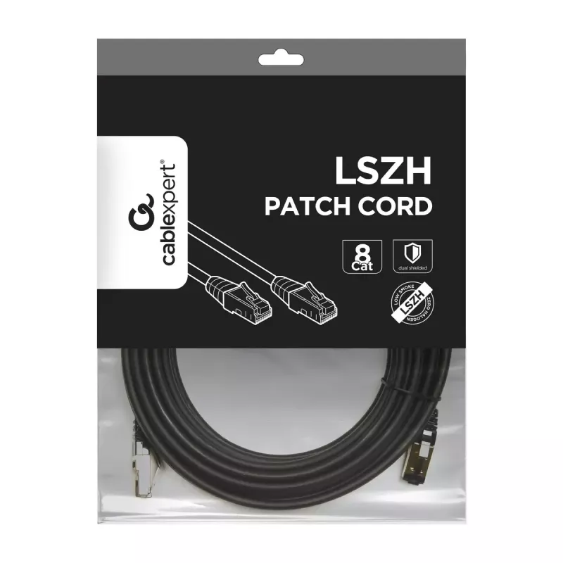 Cable de red Gembird PP8-LSZHCU-BK-7.5M RJ-45 Cat8 7,5m Negro