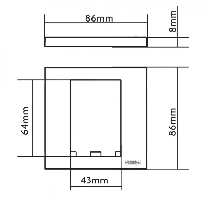 Placa de pared con tapa de interruptor Vision TC3 SURR1G blanco