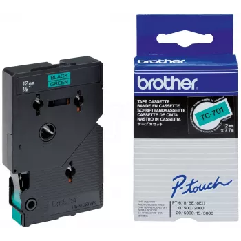 Cinta de etiquetar Brother TC701 12 mm negro sobre verde