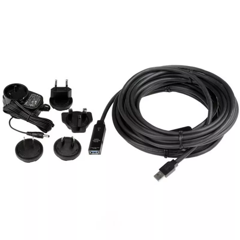 Cable alargador USB 3.0 activo StarTech.com de 10m - M/H, 10 m, USB A, USB A, USB 3.2 Gen 1 (3.1 Gen 1), 5 Gbit/s, negro