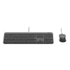 Teclado con cable de tamaño completo con ratón Logitech 920-013349 — USB, QWERTY US International, Graphite, cable de 1,8 m