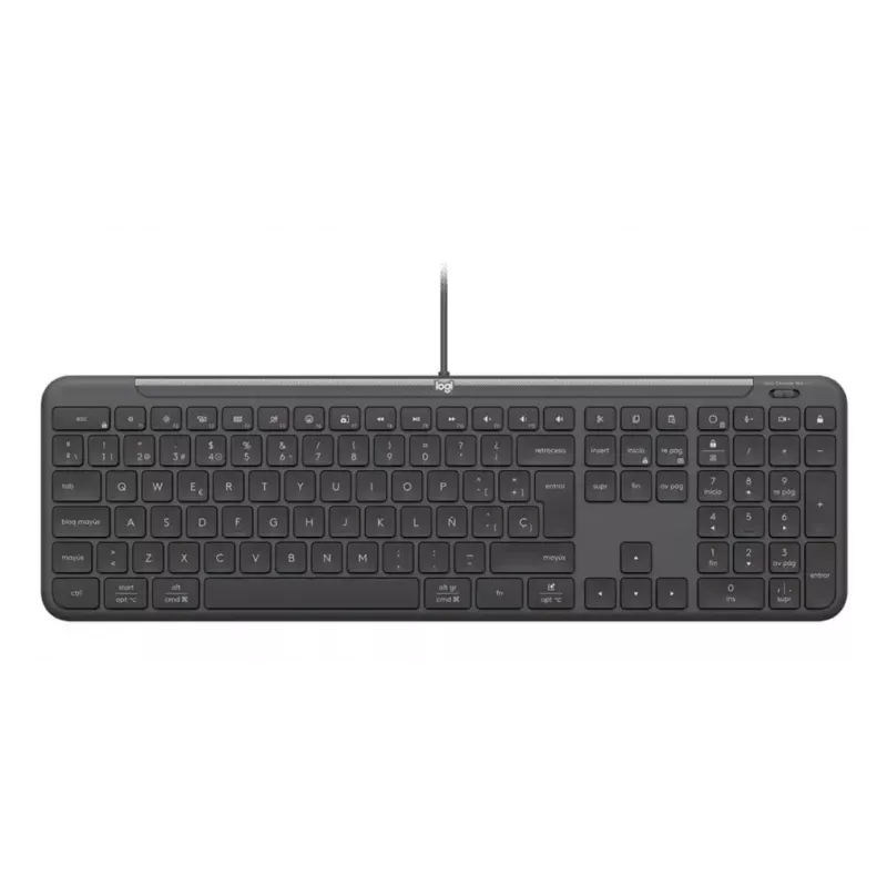 Teclado con cable de tamaño completo con ratón Logitech 920-013349 — USB, QWERTY US International, Graphite, cable de 1,8 m