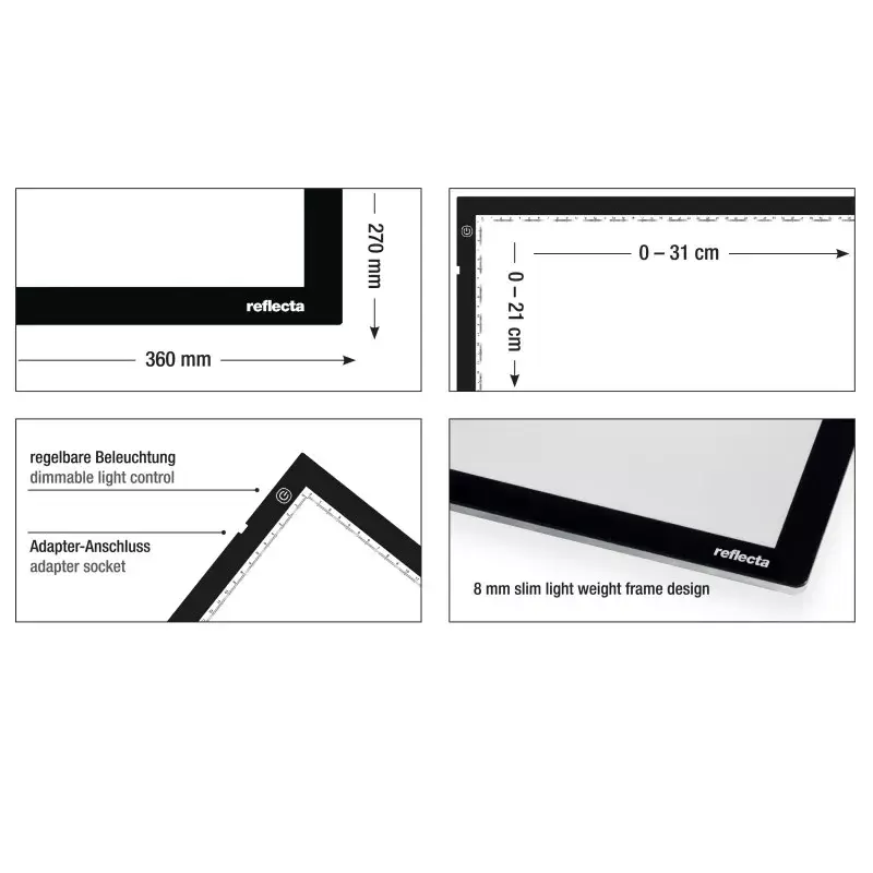 Marco individual Reflecta LED Light Pad A4 Superfino Negro 31x21 cm