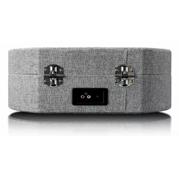 Maletín tocadiscos Lenco LS66GY con altavoces integrados, tocadiscos portátil, amplificador integrado