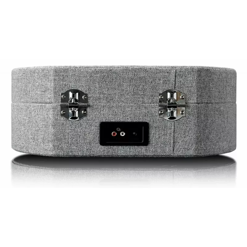 Maletín tocadiscos Lenco LS66GY con altavoces integrados, tocadiscos portátil, amplificador integrado