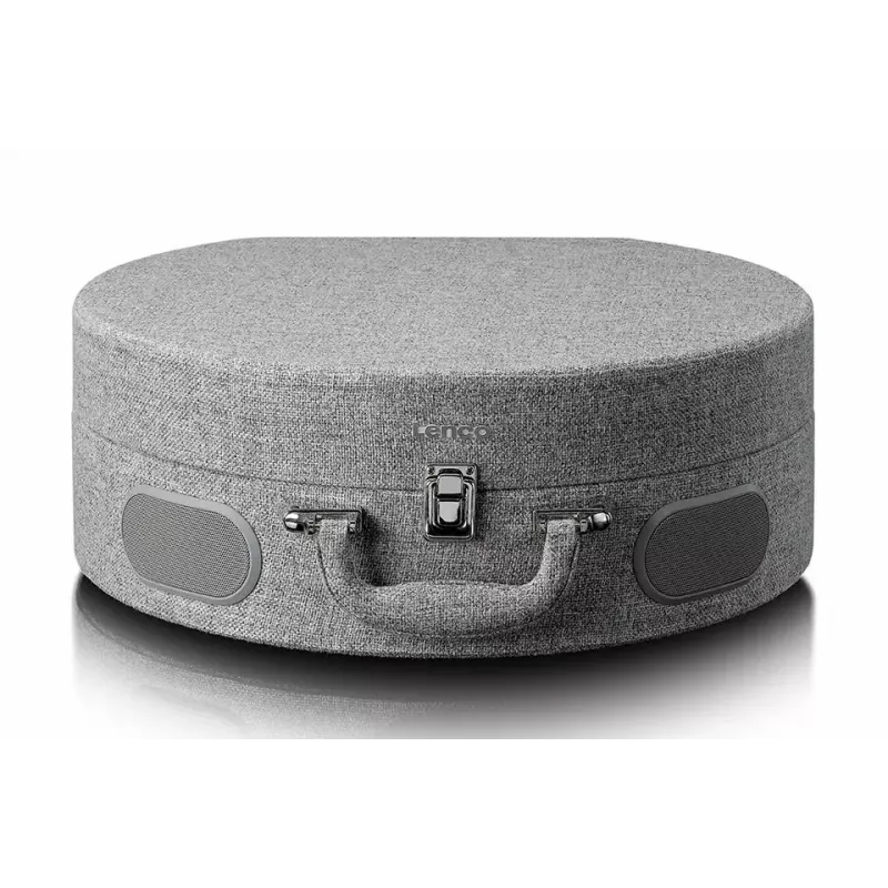 Maletín tocadiscos Lenco LS66GY con altavoces integrados, tocadiscos portátil, amplificador integrado