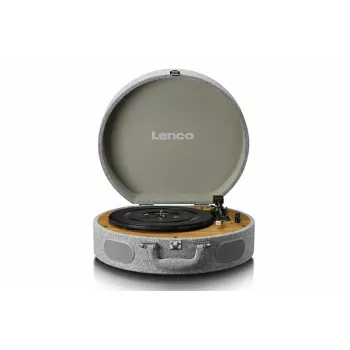 Maletín tocadiscos Lenco LS66GY con altavoces integrados, tocadiscos portátil, amplificador integrado