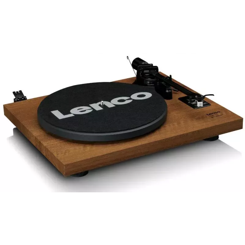 Tocadiscos Lenco LS-480WD con amplificador integrado, Bluetooth, transmisión por correa, 33/45 rpm, 2×30W RMS, cajas de madera