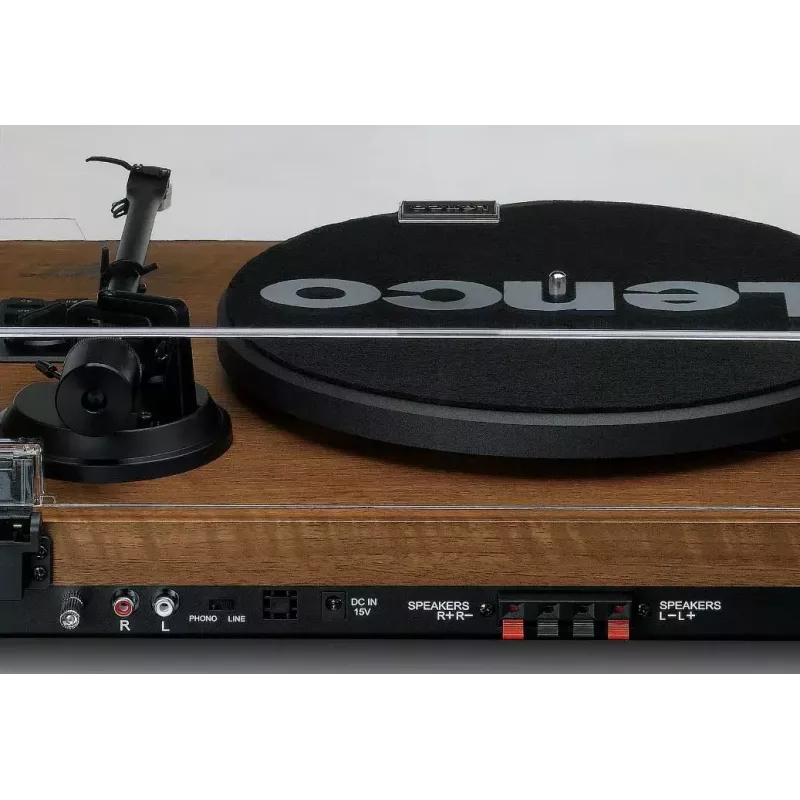 Tocadiscos Lenco LS-480WD con amplificador integrado, Bluetooth, transmisión por correa, 33/45 rpm, 2×30W RMS, cajas de madera