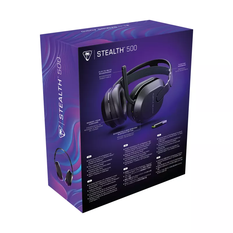 Auriculares gaming inalámbricos Turtle Beach Stealth 500 Negro PC con hasta 40 h de autonomía y Bluetooth para PC, PS5, PS4 y dispositivos móviles