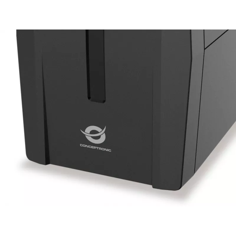 Conceptronic ZEUS02ES SAI de línea interactiva, 850 VA (0,85 kVA), 480 W, 2x Schuko, HID USB, RJ45 entrada/salida, 220-240 V, negro