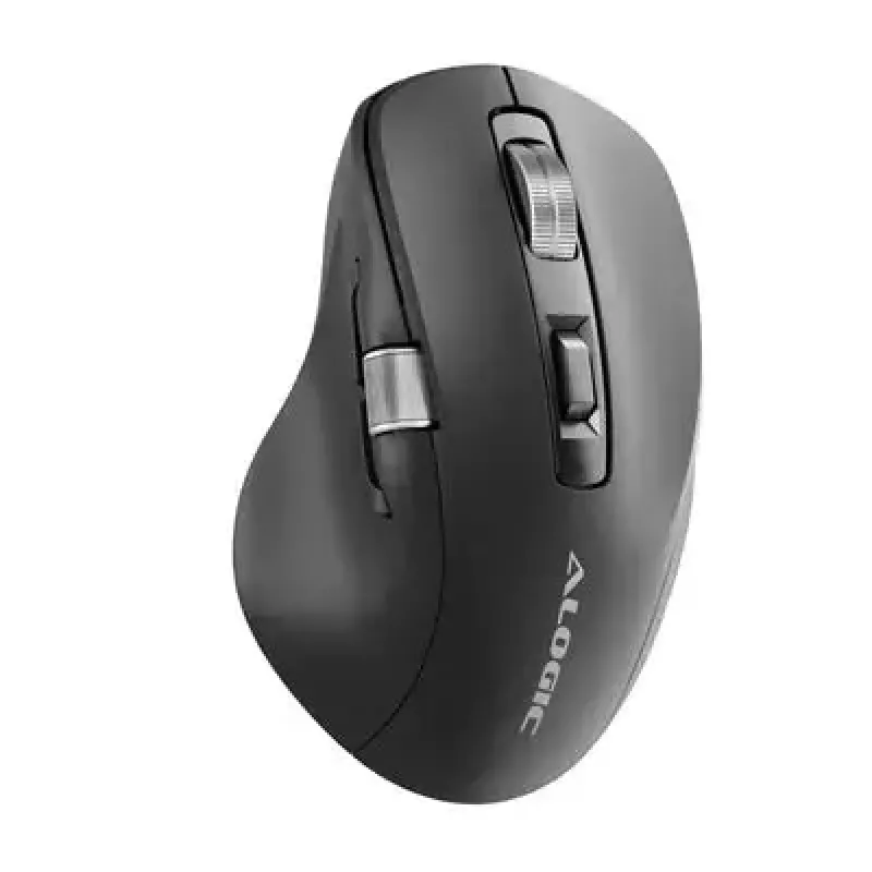ALOGIC AMBT7KBK ratón inalámbrico — diestro, RF + Bluetooth, 6400 DPI, 7 botones, negro
