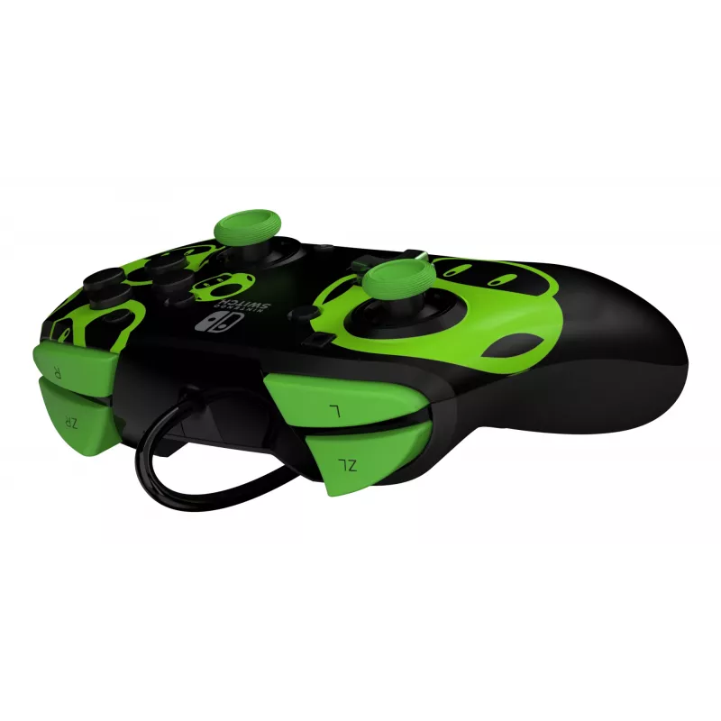 Gamepad PDP REMATCH Mando con cable 1-Up Glow in the Dark para Nintendo Switch, USB, cable de 3 m, D-pad, botón Home, Negro/Verde