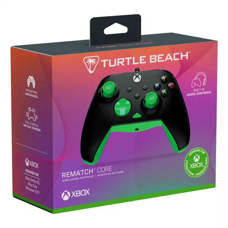 Gamepad Turtle Beach Rematch Core Negro Verde USB con cable PC Xbox