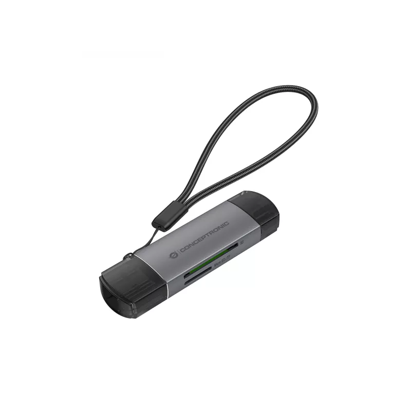 Conceptronic BIAN05G Lector de tarjetas 2en1 USB 3.0 Dual Plug, SD/MicroSD 3.0, UHS-I