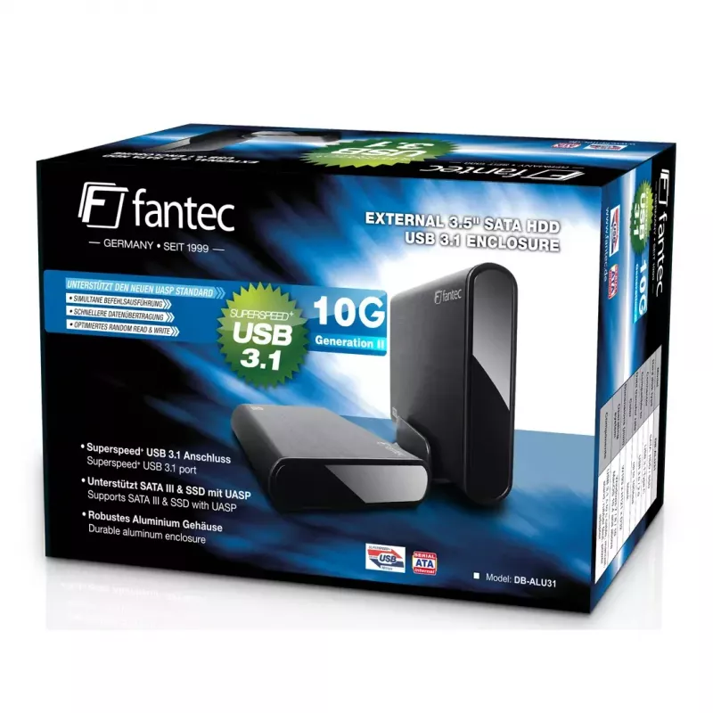 Caja para HDD Fantec DB-ALU31 Negra 3,5 pulgadas