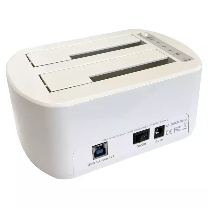 LC Power LC-DOCK-U3-VI - docking station HDD / SSD - 2.5, 3.5 (6,4 cm, 8,9 cm) - 2 canales - SATA - USB 3,2 (Gen 2x1) - blanco, cáscara de huevo (LC-DOCK-