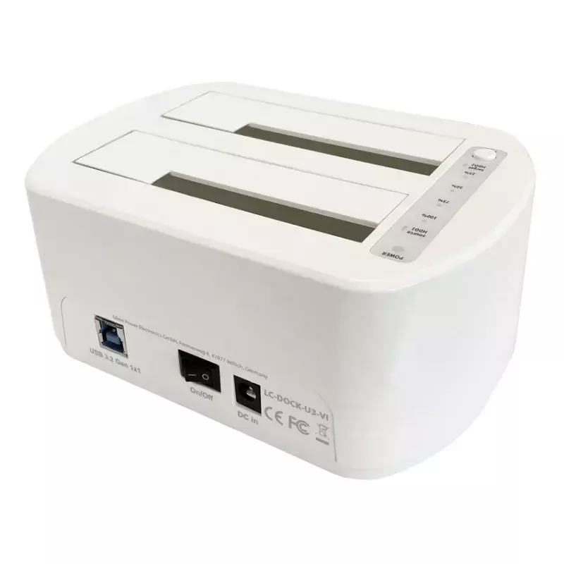 LC Power LC-DOCK-U3-VI - docking station HDD / SSD - 2.5, 3.5 (6,4 cm, 8,9 cm) - 2 canales - SATA - USB 3,2 (Gen 2x1) - blanco, cáscara de huevo (LC-DOCK-