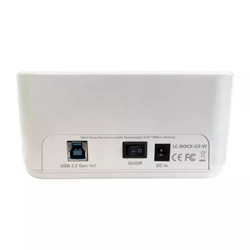 LC Power LC-DOCK-U3-VI - docking station HDD / SSD - 2.5, 3.5 (6,4 cm, 8,9 cm) - 2 canales - SATA - USB 3,2 (Gen 2x1) - blanco, cáscara de huevo (LC-DOCK-