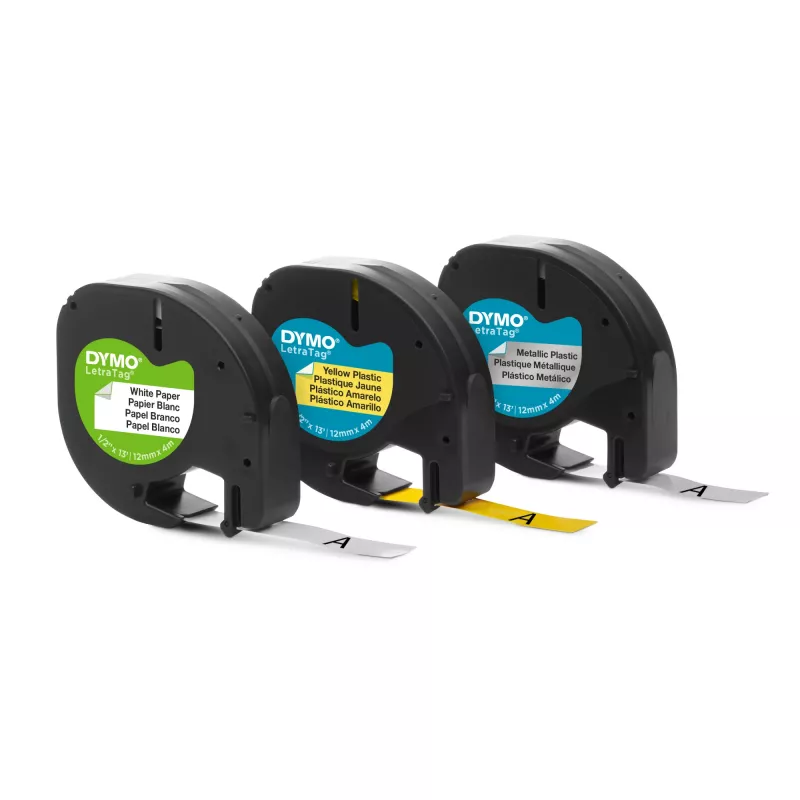 Cinta de rotulación DYMO LetraTag surtida pack de 3