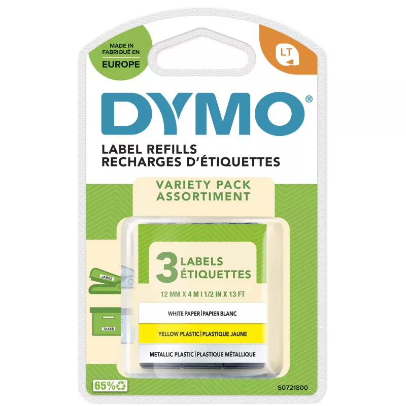 Cinta de rotulación DYMO LetraTag surtida pack de 3