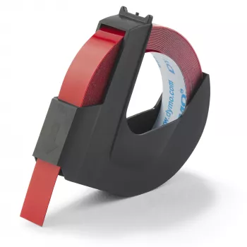 Cinta de relieve auténtica DYMO | 9 mm x 3 m rollo | impresión blanca sobre rojo | autoadhesiva | para máquinas de relieve | 1 ud.