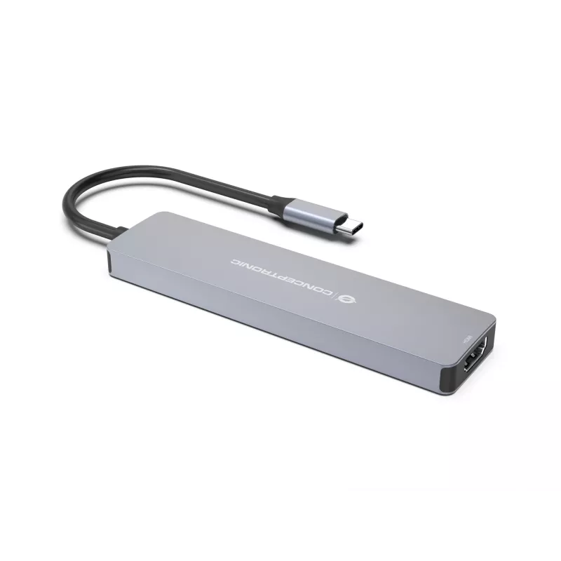 Conceptronic DONN28G docking station USB 3.2 Gen 1 de 7 en 1, 4K60Hz HDMI, USB-A 5Gbps x 2, USB-C 5Gbps, SD, TF/MicroSD, 100W USB PD