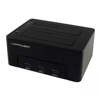 LC Power LC-DOCK-U3-HUB - docking station HDD con indicador de red, hub USB de 3 puertos, interruptor de encendido/apagado, función de clonación bahías: 2 - 2.5 / 3.5 compartidas