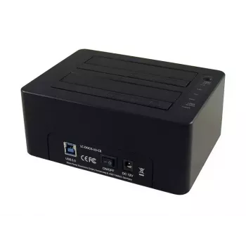 LC Power LC-DOCK-U3-CR - docking station HDD con indicador de red, interruptor de encendido/apagado, función de clonación bahías: 2 - 2.5 / 3.5 compartidas (6,4 cm/8,9 cm