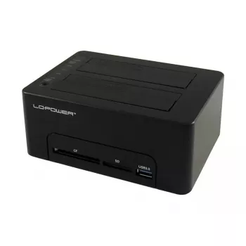 LC Power LC-DOCK-U3-CR - docking station HDD con indicador de red, interruptor de encendido/apagado, función de clonación bahías: 2 - 2.5 / 3.5 compartidas (6,4 cm/8,9 cm