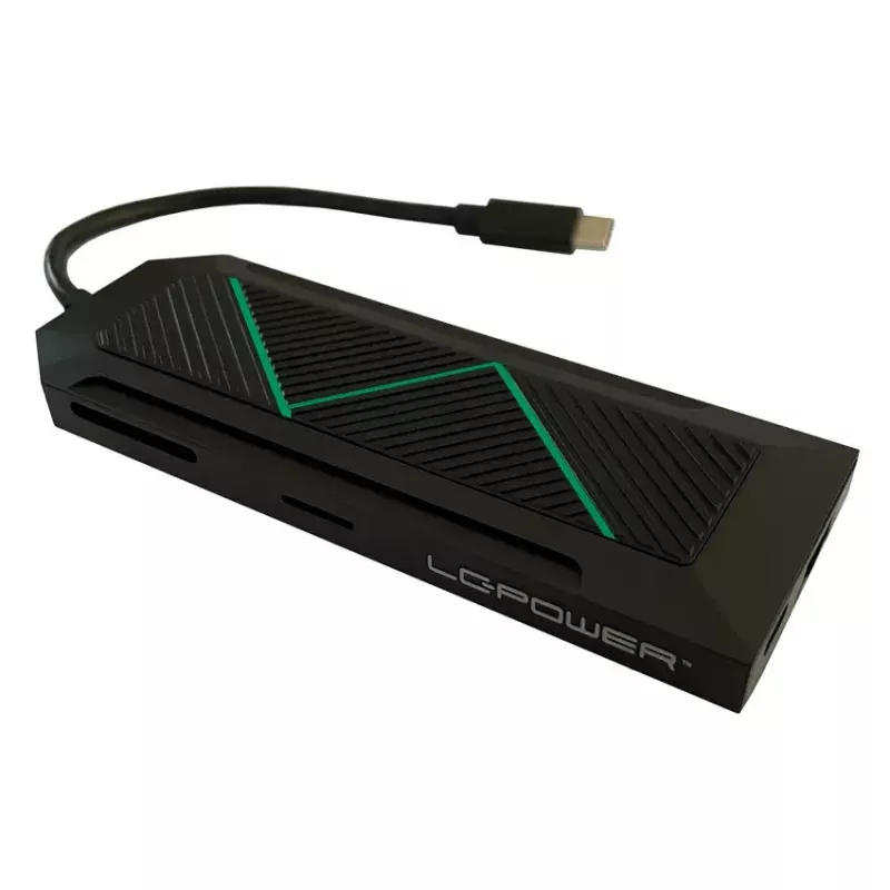 Hub USB LC-Power LC-HUB-C-MULTI-6-RGB Type-C 5000 Mbit/s negro