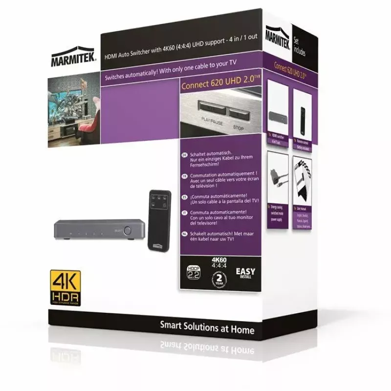 Marmitek Connect 620 UHD 2.0 conmutador HDMI de 4 puertos