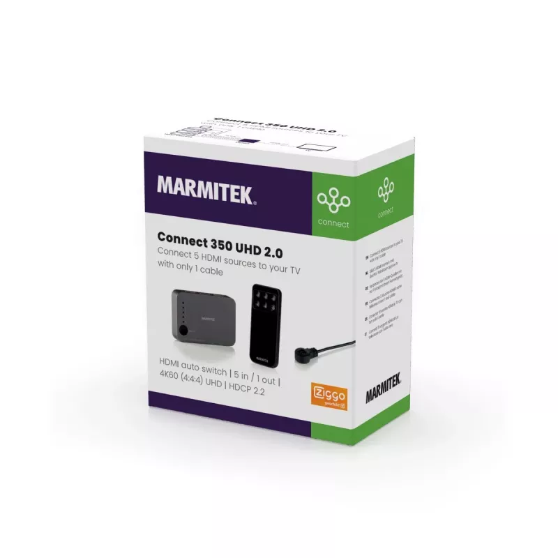 Marmitek Connect 350 UHD 2.0 – switch HDMI 4K 60 Hz – 5 entradas / 1 salida