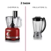 Robot de cocina Ariete 1782 Gourmet Pro Moderna, 3L Multi-Mill, batidora de 2L, 2 velocidades + Pulse, set de cuchillas + disco de acero inoxidable, accesorio exprimidor, rojo