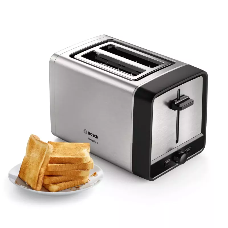 Tostadora Bosch TAT5P420 2 rebanadas 970 W negra, acero inoxidable