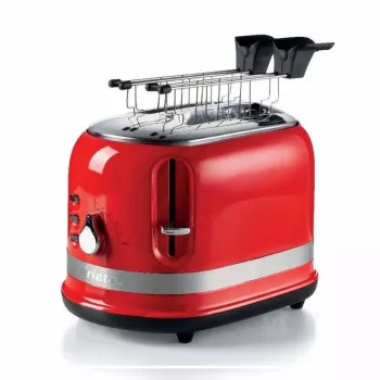 Tostadora Ariete 149 con pinza para 2 rebanadas de pan - expulsión automática - descongelar - 6 niveles de tostado - 800 vatios - Modern Line - roja