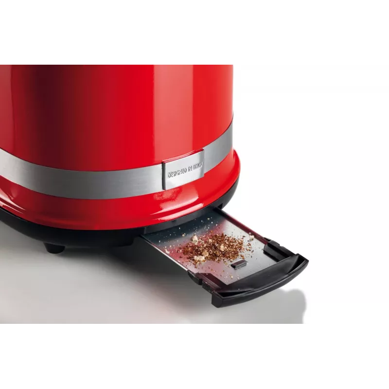 Tostadora Ariete 149 con pinza para 2 rebanadas de pan - expulsión automática - descongelar - 6 niveles de tostado - 800 vatios - Modern Line - roja