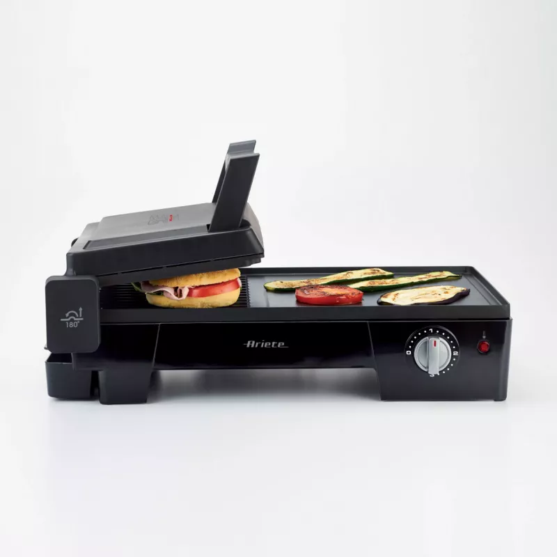 Ariete 1916 MultiGrill 3 in 1 grill de contacto, barbacoa, temperatura regulable, 2400 W, negro